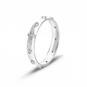 Anello Rosario in Oro Bianco 18 Carati con Zirconi - Picture 1 of 1