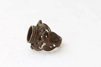 Anillo de mano vintage de cobre macizo fino águila, signo real grabado NH3034 Foto 1 de 4