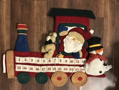 Vintage Santa Hanging Advent Calendar Countdown To Christmas Felt Fabric - Image 1 of 3