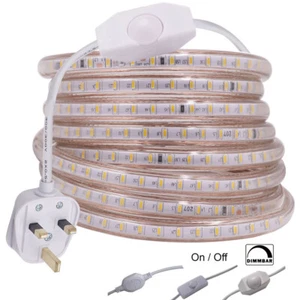 Commercial LED Strip 220V 3014 120LED/M Waterproof Mains Plug Dimmer Home Lights - Picture 1 of 15
