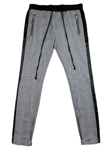 MNML Grandpa Track Pants Men’s XL (36x33) Houndstooth Plaid Stretch Zip Ankles - Picture 1 of 7