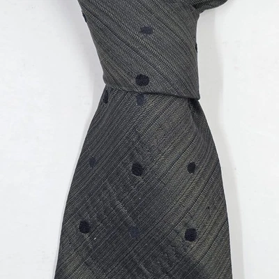 Corbata Ermenegildo Zegna, Seda Verde Oscuro con Lunares Negros, Italia 58" x 4" Foto 1 de 4