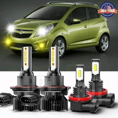 For Chevrolet Spark EV 2014-2015 LED Headlight Hi Lo+yellow Fog Light Bulbs 4X Foto 1 de 4