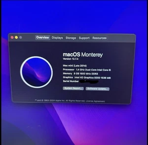 Apple Mac Mini (Late 2014) A1347 i5 1.4GHz 8GB RAM 500GB HDD macOS Monterey (U1) - Picture 1 of 10