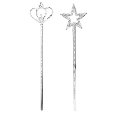 2 pezzi bacchetta stellare argento principessa fata angelo bacchetta bacchetta - Immagine 1 di 4