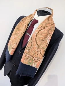 Men's Vintage Art Neuvo Scarf, Gents 60's Wool Multicoloured Scarf Opera Cravat - Picture 1 of 10