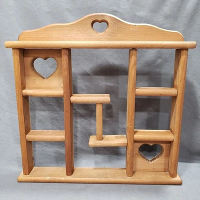 Estante de Pared De Colección 21" Pino Macizo 3 Niveles Madera Cubby Exhibición Corazón Recorte Granja Foto 1 de 4