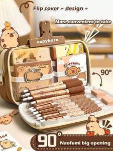 Large Capacity Pencil Case Flip Cover Stationery Bag School Office Organizer - Picture 1 of 9