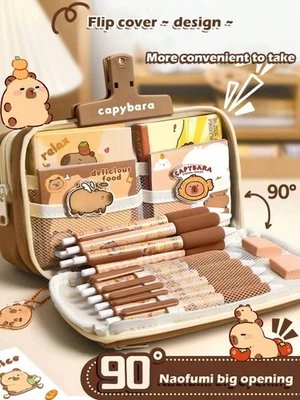 Estuche para lápices de gran capacidad cubierta abatible bolsa de papelería escuela oficina organizador Foto 1 de 4