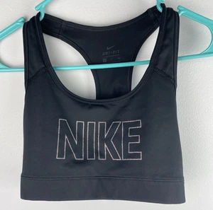 Nike  Women's Sports Bra Size Small Black with Sparkly logo - Picture 1 of 3