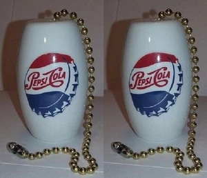 A Charming Set of 2 Pepsi Bottle Cap Ceiling Light/ Fan Pulls - Picture 1 of 1