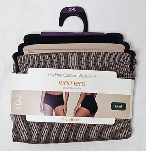 Warners Blissful Benefits Plus Size Microfiber Brief 3 Pack Choose 2XL or 3XL - Picture 1 of 4