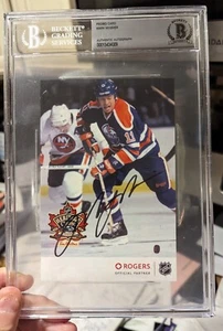 Tarjeta promocional Heritage Classic 2018 firmada por Mark Messier Salón de la fama Edmonton Oilers Beckett - Imagen 1 de 4