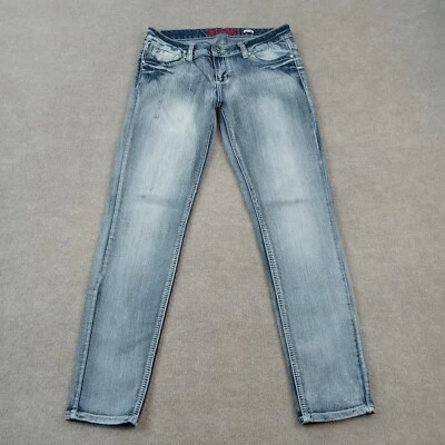 Bongo Jeans Women 13 Junior Blue Denim Mid Rise Ankle Faded Causal Stretch Wings - Image 1 of 4