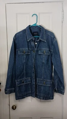 Camisa coctelera Crazy Horse vintage para mujer grande manga larga abotonada denim C8 Foto 1 de 4