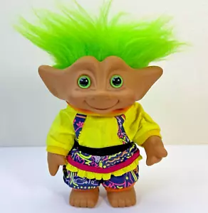 Treasure Troll/Gem Troll/Vintage Cabello Verde OJOS NEGROS ESTRELLA VIENTRE VERDE 7" - Imagen 1 de 10