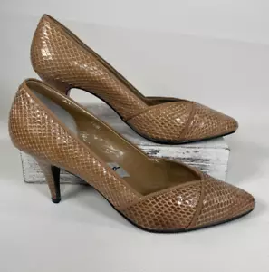 Vintage IMPO Womens Shoes Snake Skin Size 7.5 Brown Heels Dress Up Pumps - Picture 1 of 11