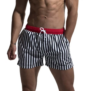 DESMIIT Men's Striped Navy Board shorts Lining Surf Swimwear Work out Fitness - Picture 1 of 15