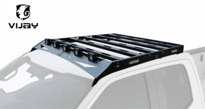 Vijay Black Steel Roof Rack Luggage Carrier W/LED Lights For 2009-2014 Ford F150 - Image 1 of 4