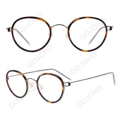 Men's Round glasses Tortoise round frame blue titanium alloy legs womens eyewear - Image 1 of 4