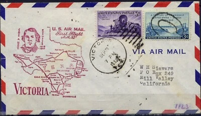 Cover First Flight United States, 1950. Victoria to Mill Valley. Texas Area, V - Image 1 of 3