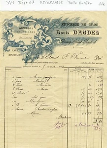Dépt 07 - Bourg St Andéol - Belle Entête Epicerie en Gros du 05/08/1902 - Picture 1 of 1