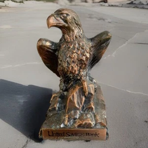 Eagle Banthrico Piggy Bank Vintage United Savings Bank Collector - Copper Patina - Picture 1 of 6