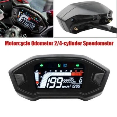Universal Motocicleta Bicicleta LED Velocímetro LCD Digital Odómetro Velocidad Combustible Medidor Foto 1 de 4