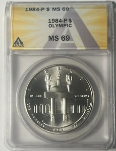 1984-P $1 Silver Dollar Los Angeles Olympic MS 69 ANACS - Picture 1 of 2