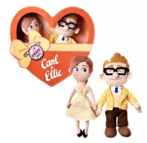 Disney Carl & Ellie Plush Doll Set Pixar Up Valentine's Day Heart Box 12in New - Picture 1 of 16