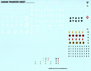 40K Astra Militarum Cadian Heavy Weapons Transfer Decal Sheet 2022 ver. New - Picture 1 of 2