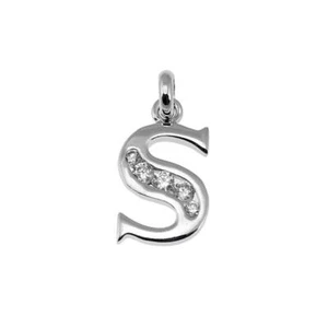 925 Sterling Silber Einhänger Ketten ANHÄNGER Buchstabe mit Zirkonia S 5139 - Picture 1 of 1