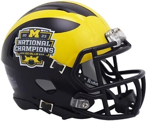 MICHIGAN WOLVERINES 2023 NATIONAL CHAMPIONS NCAA SPEED MINI FOOTBALL HELMET! - Picture 1 of 1