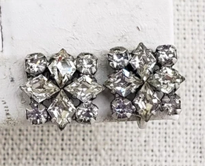 Vintage Kramer NY Clear Rhinestone Silver Tone Screw Back Earrings 7/16" - Picture 1 of 5