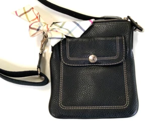 Coach Black Pebbled Leather Crossbody Bag City Purse Casual Travel Bag Charm Bow - Picture 1 of 7