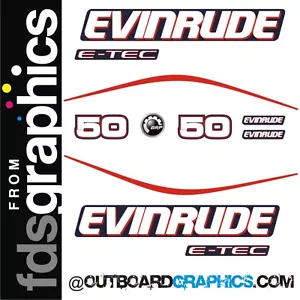 Evinrude 50hp ETEC / E-TEC outboard engine decals/sticker kit - Picture 1 of 1