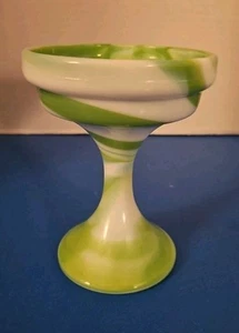 Westmoreland Green And White Slag Glass Marble Look Candle Holder Base Only - Picture 1 of 4
