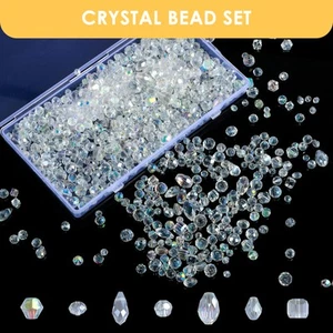 1300Pcs Glass Beads for Jewelry Making Clear Crystal Beads Bulk Assorted paEYQ - Picture 1 of 11