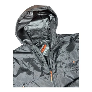 Superdry Hooded Windbreaker Full Zip Jacket Windcheater Black Medium Lightweight - Picture 1 of 15