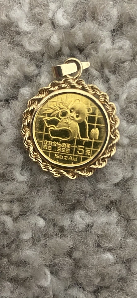 Moneda de oro fino con colgante China 5 yuanes 1989 panda .999 Foto 1 de 3