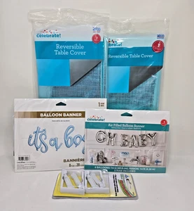 NEW! 5 PC "IT'S A BOY!" Baby Shower Supplies- Table Decor & Balloon Banners - Picture 1 of 6