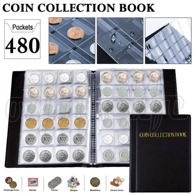 480 Coin Collection Album Storage Book Case Folder Holder Penny Money Collecting - image 1 of 4