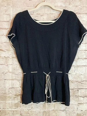 Top John Paul Richard XL Negro y Crema Santana Tejido Coqueta Oscuro Romántico Foto 1 de 4