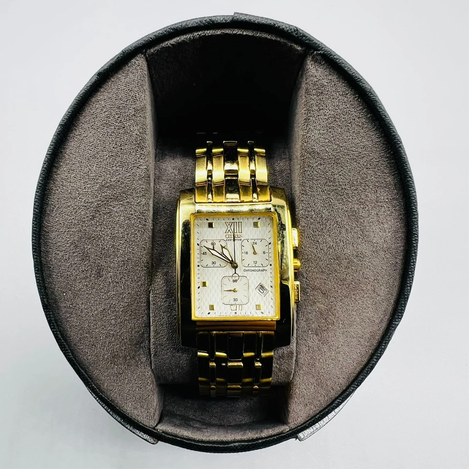 Reloj Hombre Citizen Eco Drive Cronógrafo Rectangular Tono Dorado H501 S008361 Foto 1 de 4