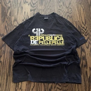 VTG late 90’s Rare Republica de Pelle Pelle Denim Yellow Black and White Size XL - Picture 1 of 7
