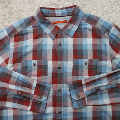 Camisa The North Face Cumberland Para Hombre 2XL XXL Roja/Azul Algodón/Poliéster L/S Abotonada Foto 1 de 4