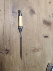 Vintage Knife Sharpening Honing Steel Sterling Silver Collar Ivoroid Handle - Picture 1 of 7
