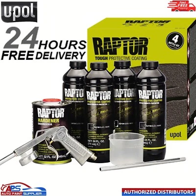 UPOL RAPTOR BED LINER TOUGH COATING U-POL 3.8L KIT * BLACK INCLUDES HARDENER