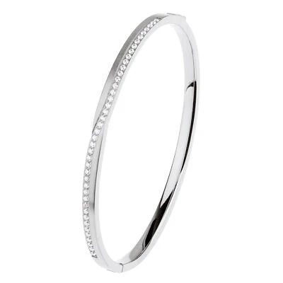 Ernstes Design Armreif aus Edelstahl mit Zirkonia A641 Breite 4 mm - Bild 1 von 3