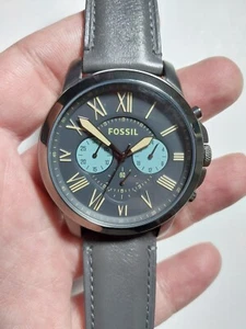 Fossil Watch - Grant Blue Chrono - Gunmetal Dial - Leather Gray - FS5183 - Picture 1 of 8